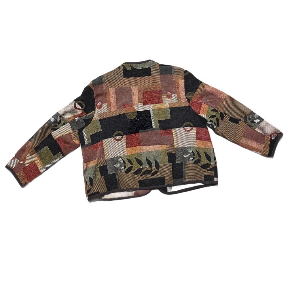 Dressbarn Floral Leaf Carpet Patchwork Design Zip Jacket Multicoloured plus size - Picture 2 of 8